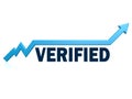 Verified word with blue grow arrow Royalty Free Stock Photo