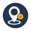Verify navigation,  pin, right, verify fully editable vector icon Royalty Free Stock Photo