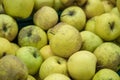 Verious apples in Market stall. healthy food