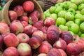 Verious apples in Market stall. healthy food