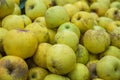 Verious apples in Market stall. healthy food