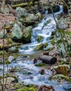 Veritcal View of Mountains Cascading Waterfall Royalty Free Stock Photo