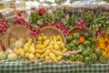 A verity of fresh vegetables beautifully displayed at the local farmers market, you will find a verity of organically grown Royalty Free Stock Photo