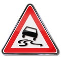 Warning sign skidding Royalty Free Stock Photo