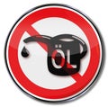 Prohibition sign for oil and oil can