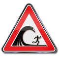 Warning sign with a riptide Royalty Free Stock Photo