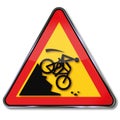 Warning of a slope in the mountain bike crash Royalty Free Stock Photo