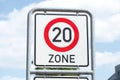Verkehrsschild Tempo 20-Zone, ZulÃÆÃÂ¤ssige hÃÆÃÂ¶chstgeschwindigkeit