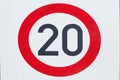 Verkehrsschild Tempo 20-Zone, ZulÃÆÃÂ¤ssige hÃÆÃÂ¶chstgeschwindigkeit