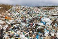 Verkhnie-Sergi, Russia - May 02, 2021. a large trash heap of various waste and plastic bags. dangerous pollution of the