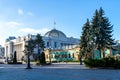 Verkhovna Rada building parliament house on Hrushevsky street in Mariinsky park