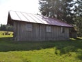 Verlorener Schachten with wooden hut and bench near Frauenau