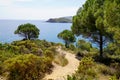 Vermeille coast beach in south sea beach Pyrenees Orientales in Languedoc-Roussillon France Royalty Free Stock Photo