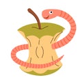 Vermicomposter icon worm eating food waste apple