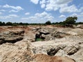 Vermiculite mining area on a beautiful sunny day with clouds