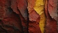 vermilion red to canary yellow gradient color rough grunge rock texture close-up ai generated
