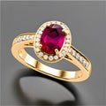 Vermilion Ruby diamonds rows elegant gold ring