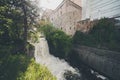 Vermillion Falls, an urban waterfall next to an old factory located in Hastings, Minnesota Royalty Free Stock Photo