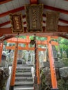 Vermillion torii gates at Fushimi Inari temple in Kyoto, Japan Royalty Free Stock Photo