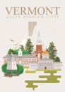 Vermont american poster. USA travel illustration. United States of America card. Hipster style.