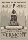 Vermont american poster. USA travel illustration. United States of America card. Mono color style