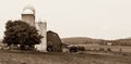 Vermont Dairy Farm scene in black and white Royalty Free Stock Photo