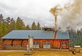 Vermont maple sugar shack during Spring boiling