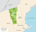 Vermont state counties vector map with neighbouring states and terrotories