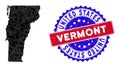Vermont State Map Triangle Mesh and Scratched Bicolor Seal