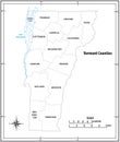 Vermont state outline administrative and political map in black and white