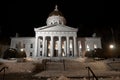 Vermont Statehouse at night in winter