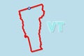 Vermont US state bold outline map. Vector illustration