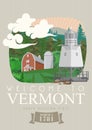 Vermont vector american poster. USA travel illustration. United States of America card. Vintage style