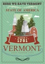 Vermont vector american poster. USA travel illustration. United States of America colorful greeting card