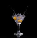 Vermouth cocktail inside martini glass over dark background Royalty Free Stock Photo