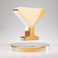 Vermouth Glass icon. Yellow Gold Vermouth Glass symbol on golden podium