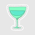 Vermouth glassware as a sticker. Cartoon sketch graphic design. Doodle style. Colored hand drawn image. Party drink concept for Royalty Free Stock Photo