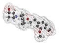 Vernakalant atrial fibrillation drug molecule. 3D rendering. Atoms are represented as spheres with conventional color coding:.