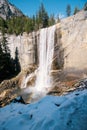 Vernal Fall and Snowy Trails, Yosemite National Park, California Royalty Free Stock Photo