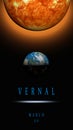 Vernal, spring equinox planet earth 3d rendering concept