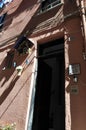 Vernazza, 28 august: Vintage front wooden Door at Old House in Vernazza Resort village from Cinque Terre in Italy Royalty Free Stock Photo