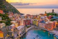Vernazza, Colorful cityscape on the mountains over Mediterranean sea in Cinque Terre Italy