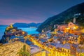 Vernazza, Colorful cityscape on the mountains over Mediterranean sea in Cinque Terre Italy