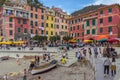 Vernazza, colorful houses on the square by the sea