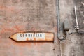 Street direction sign pointing to coastal Cinque Terre village Corniglia