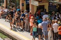 Vernazza railway station crowded with tourists - Cinque Terre Liguria Italy Royalty Free Stock Photo