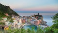 Vernazza at sunset Cinque Terre Liguria Italy Royalty Free Stock Photo