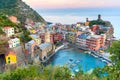 Vernazza at sunset, Cinque Terre, Liguria, Italy Royalty Free Stock Photo