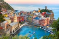 Vernazza at sunset, Cinque Terre, Liguria, Italy Royalty Free Stock Photo