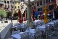 Vernazza, 28th august: Restaurant Terrace in Plazza Marconi of Vernazza village resort from Cinque Terre in Italy